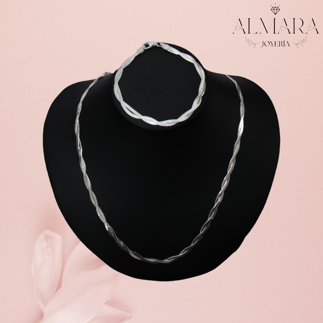 Gargantilla y Pulsera Trenzado Doble