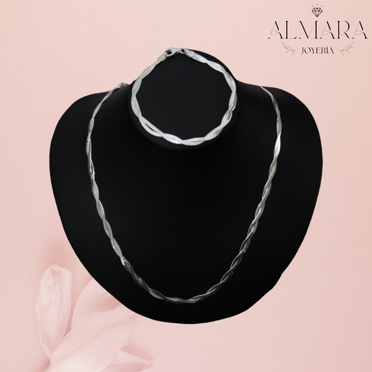 Gargantilla y Pulsera Trenzado Doble
