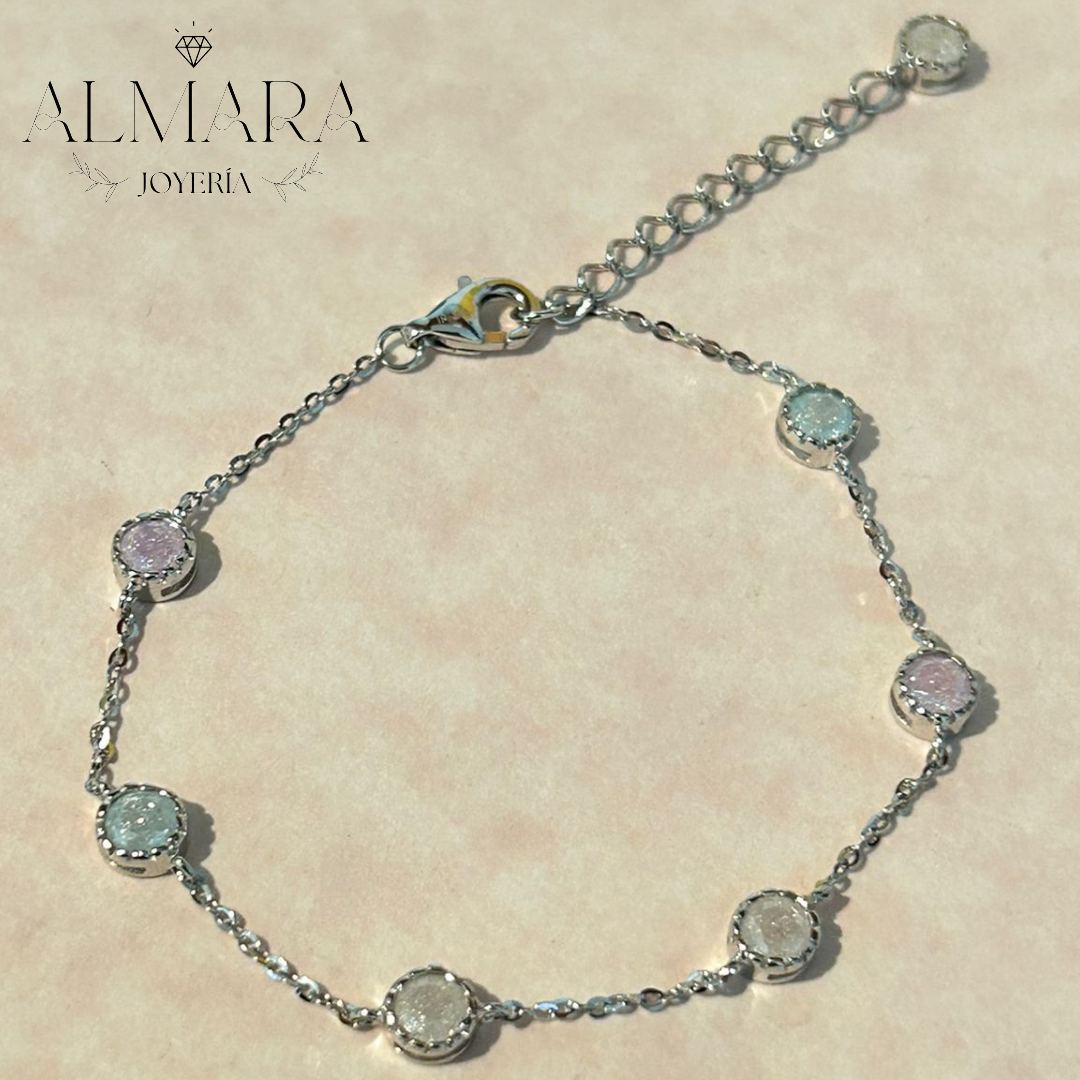 Pulsera con Piedras Color Pastel
