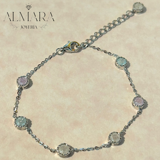 Pulsera con Piedras Color Pastel