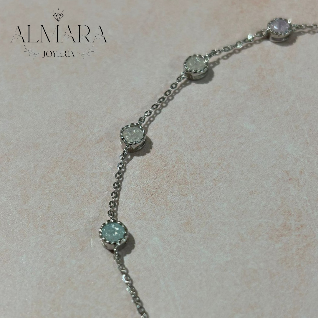 Pulsera con Piedras Color Pastel