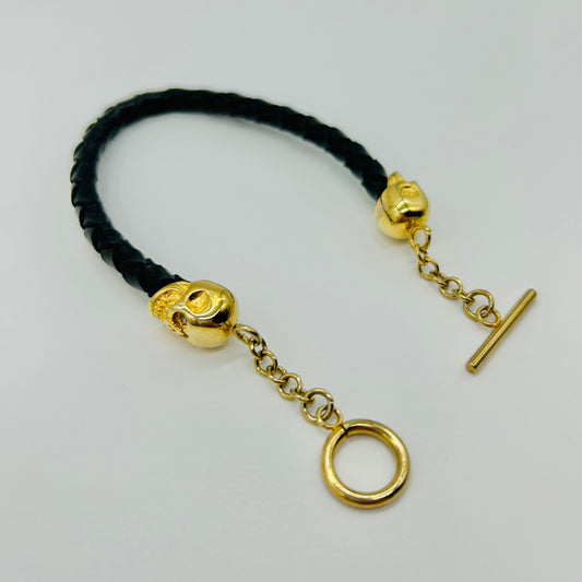 Pulsera Semi Rígida con Calaveras de Acero Inoxidable