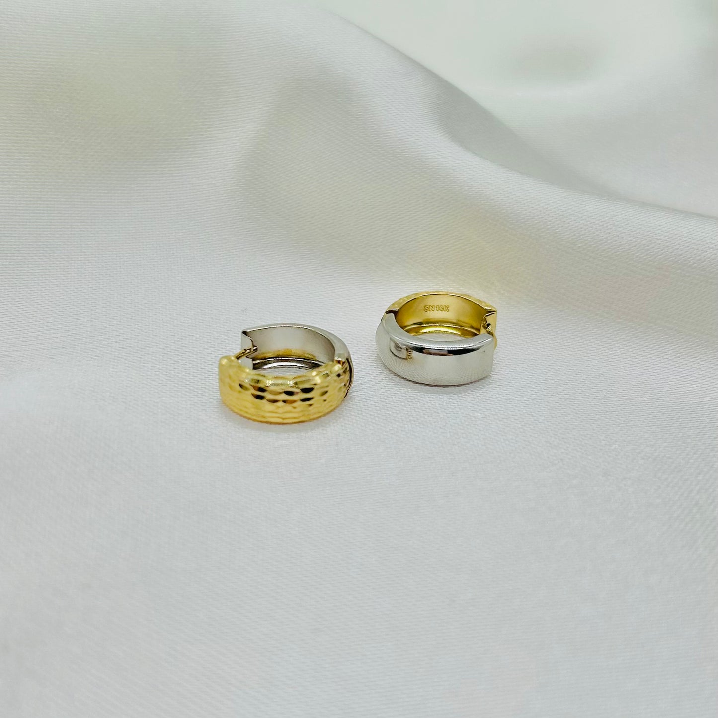 Huggies Combinada Diamantadas en Dos Oros de 14K