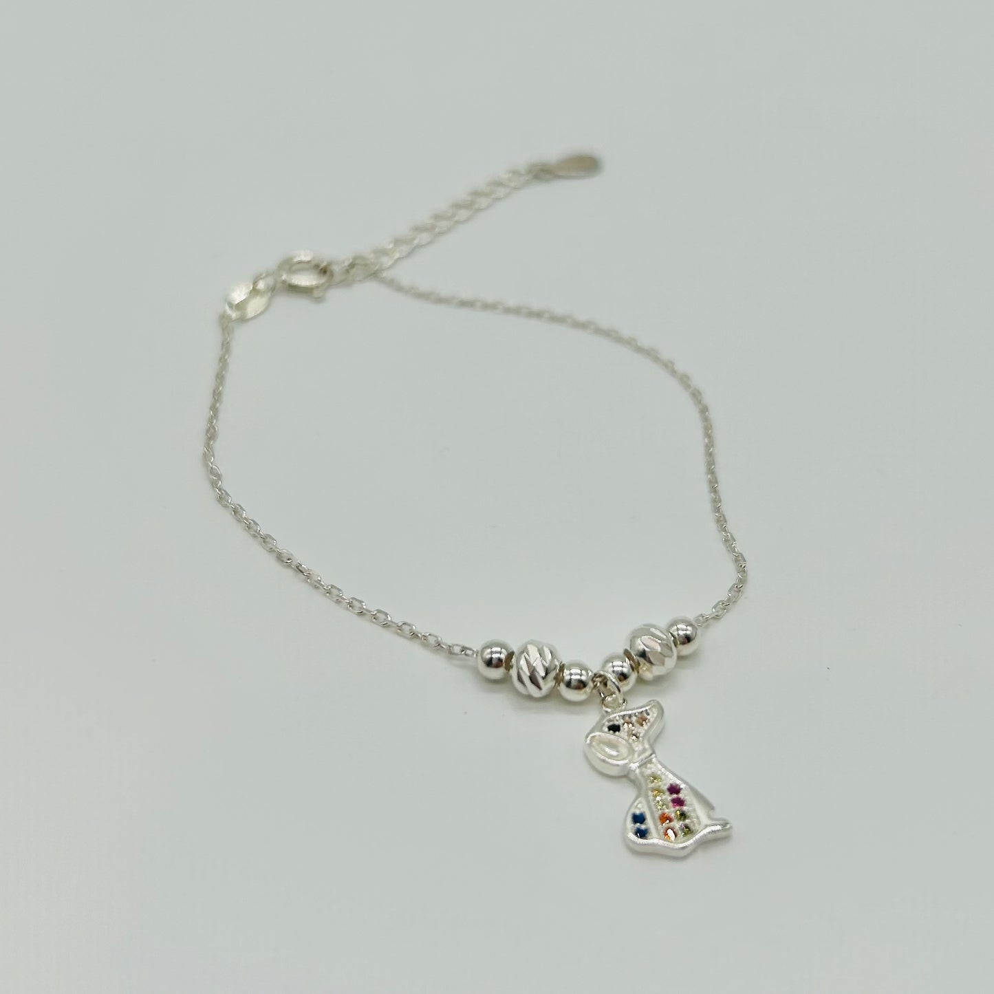 Pulsera de Plata de Perrito de Colores