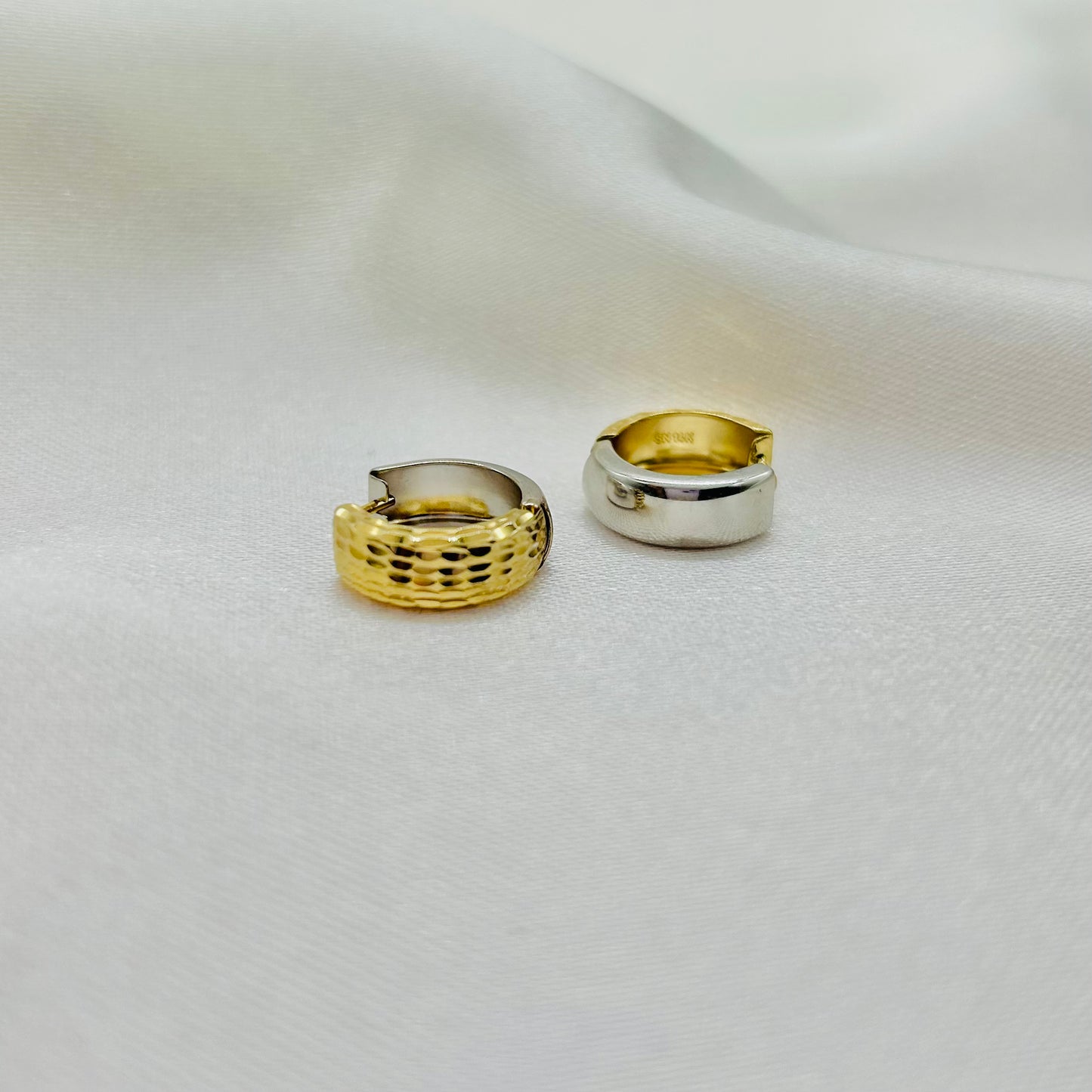 Huggies Combinada Diamantadas en Dos Oros de 14K