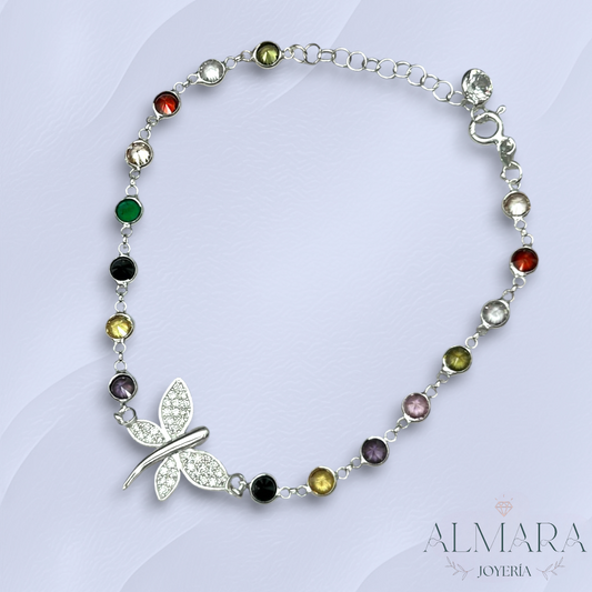 Pulsera de Mariposa y Piedras de Colores