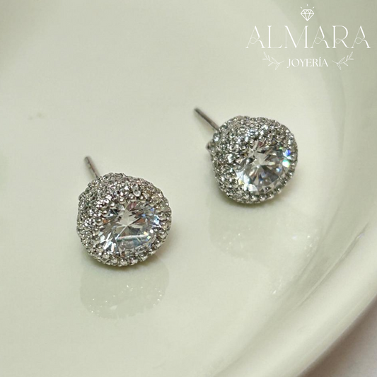 Aretes con Zirconias Blancas
