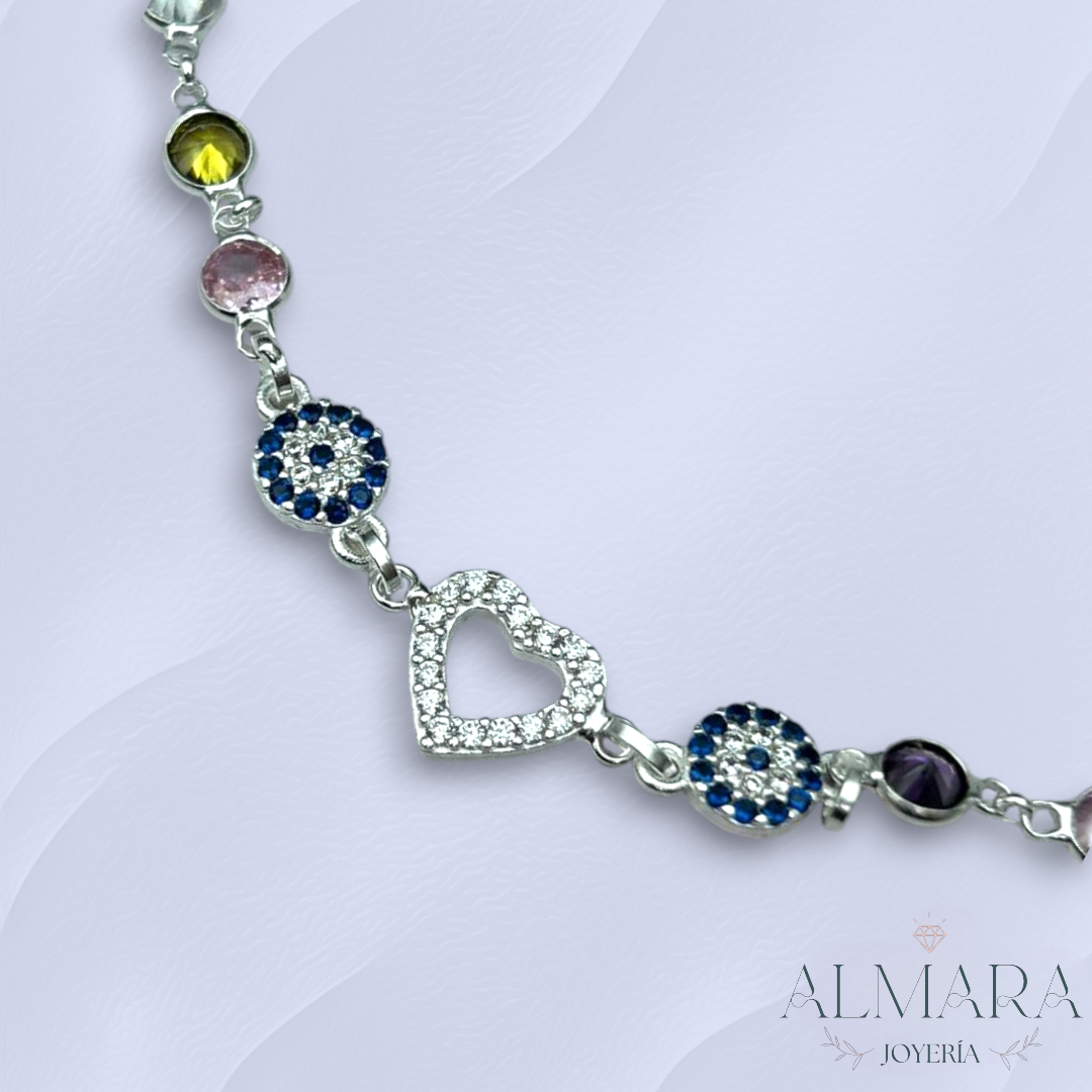 Pulsera Corazón y Ojo Turco