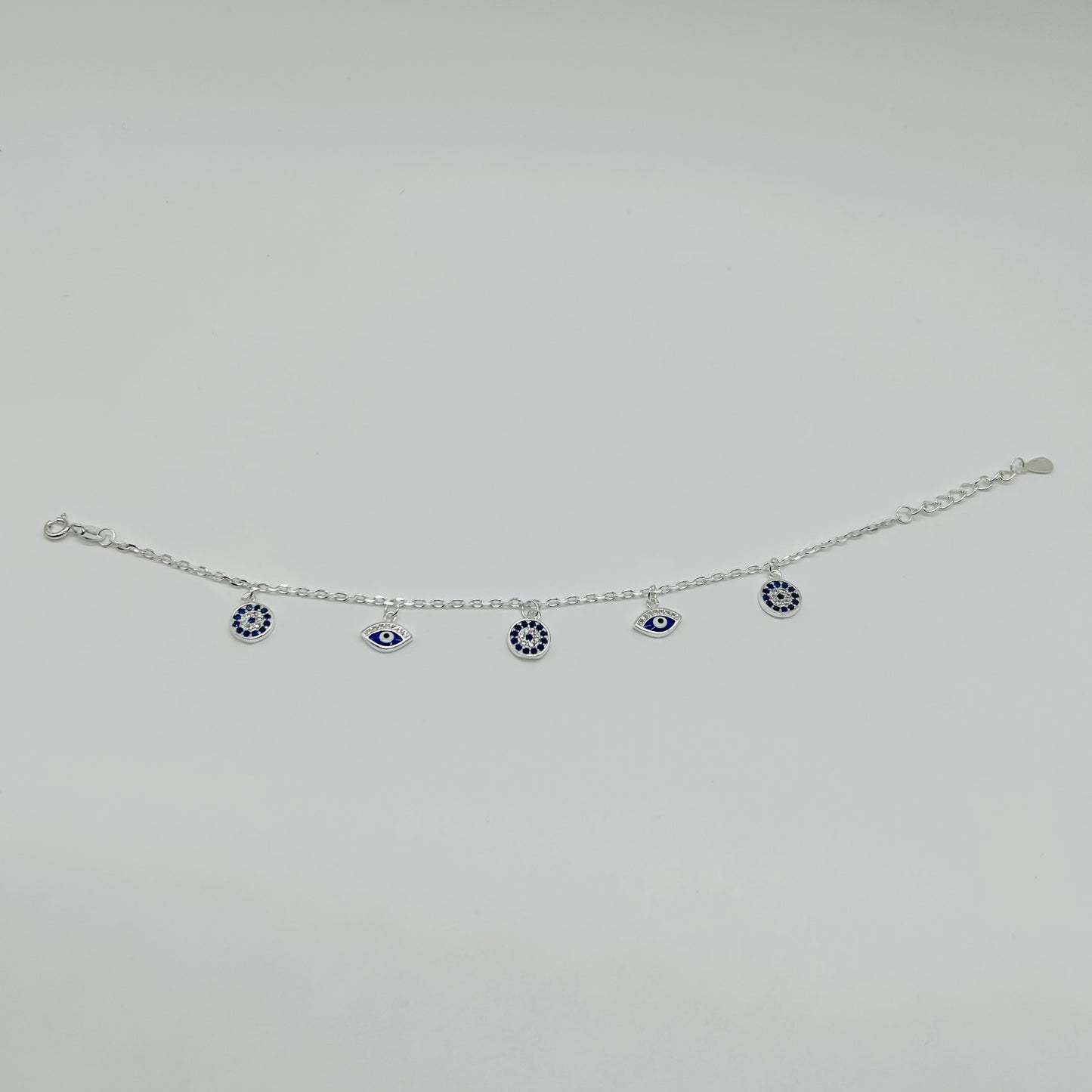 Pulsera Ojitos Turcos Azules con Zirconias en Plata