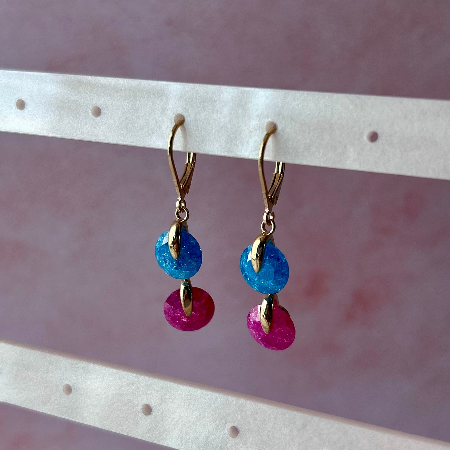Aretes Azul y Rosa