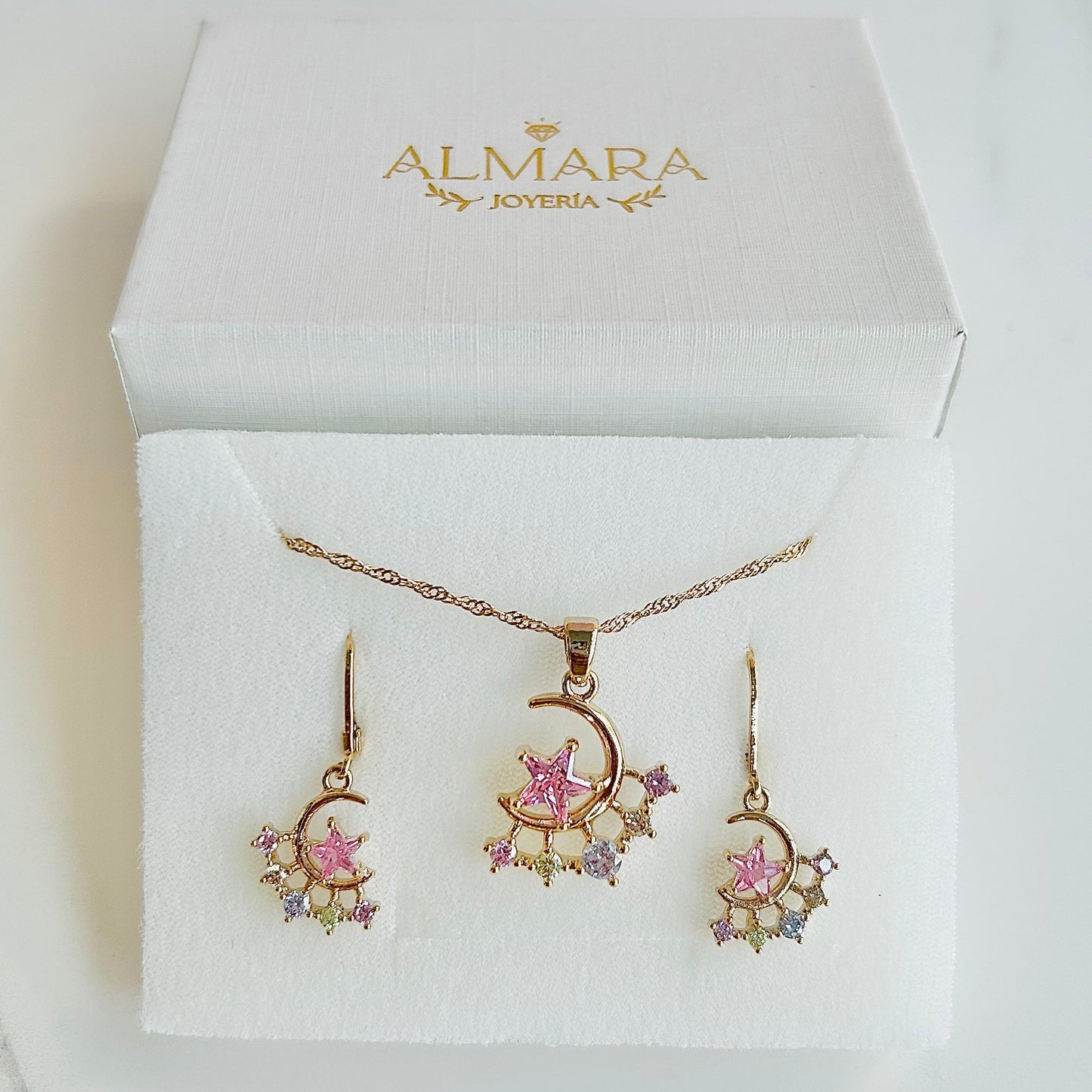 Conjunto Estrella y Luna Colores Pastel