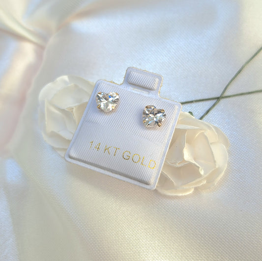 Broquel Corazón Zirconia 14K