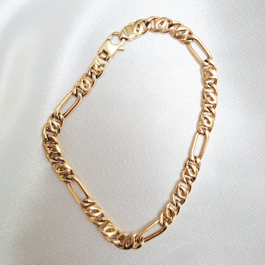 Pulsera Combinada Tejido Egipcio Oro Amarillo de 14K