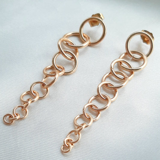 Aretes Largos de Aros de Oro Laminado