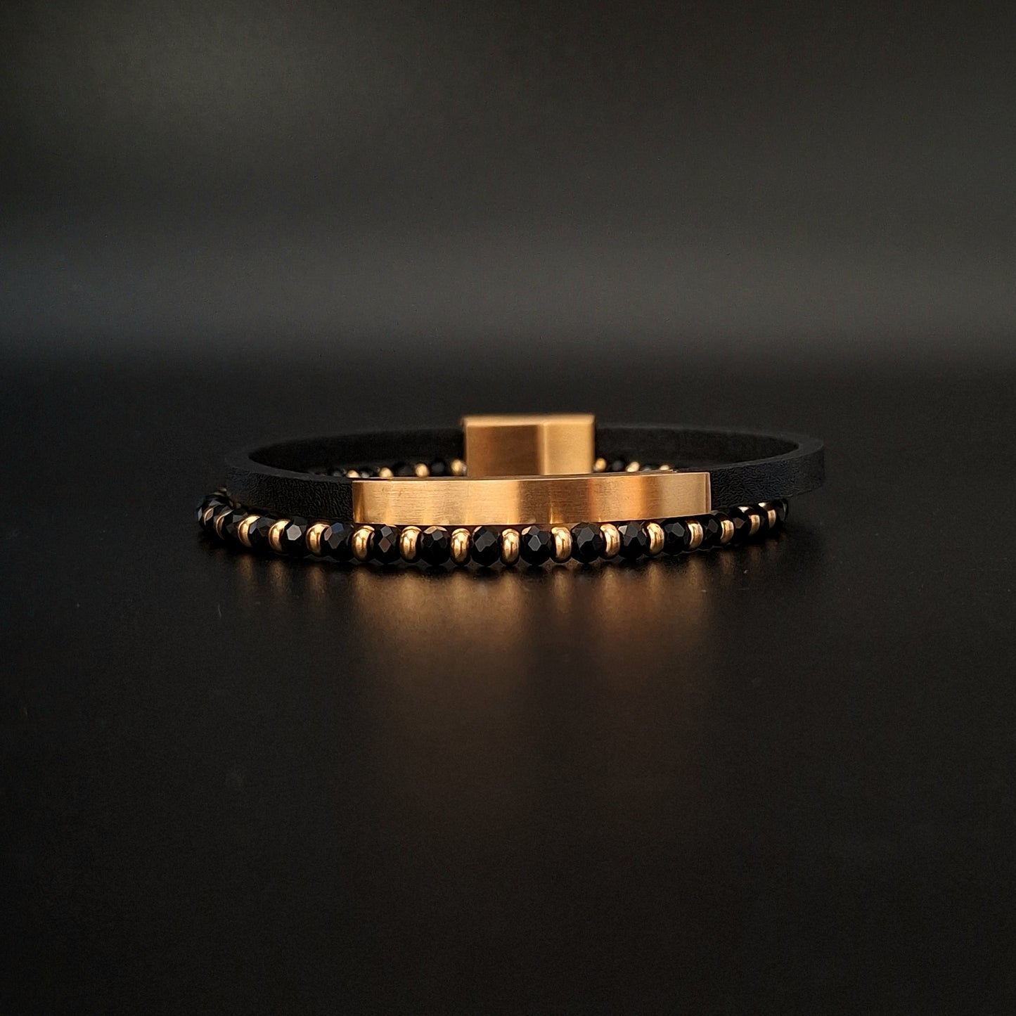 Pulsera Doble Bolitas y Piel