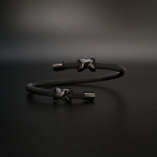 Brazalete Abierto Acero Inoxidable Negro