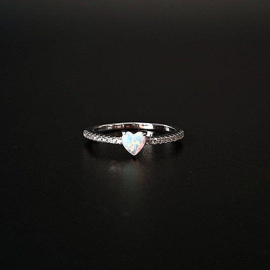 Anillo Corazón Blanco Tornasol