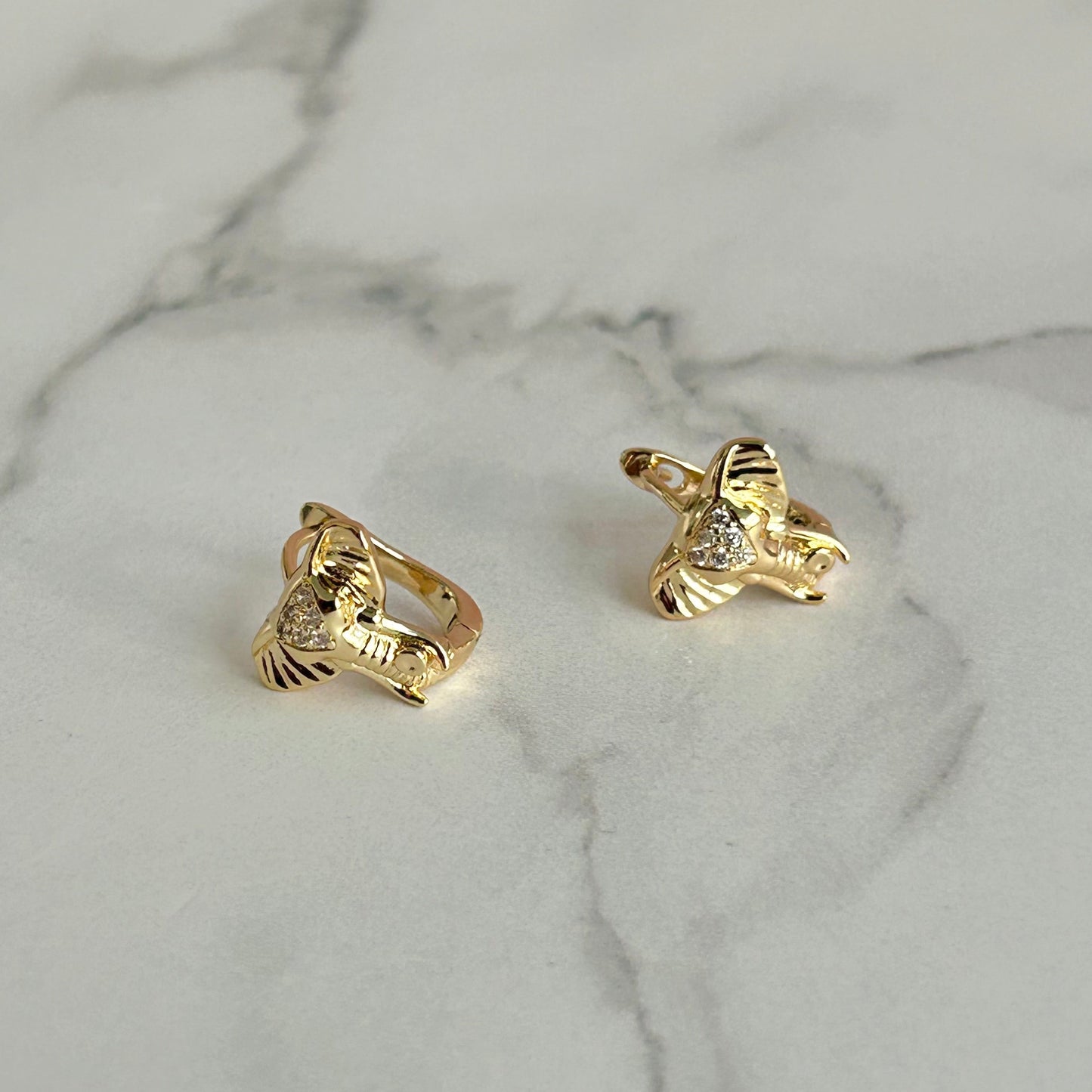 Aretes de Elefante en Oro Laminado
