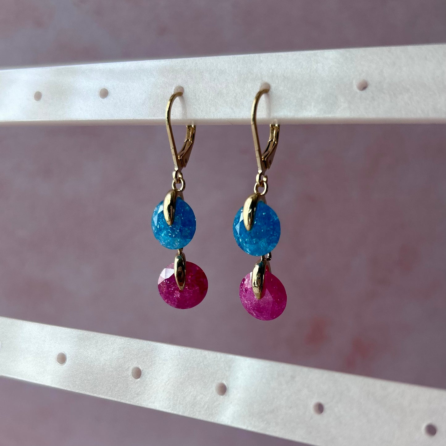 Aretes Azul y Rosa