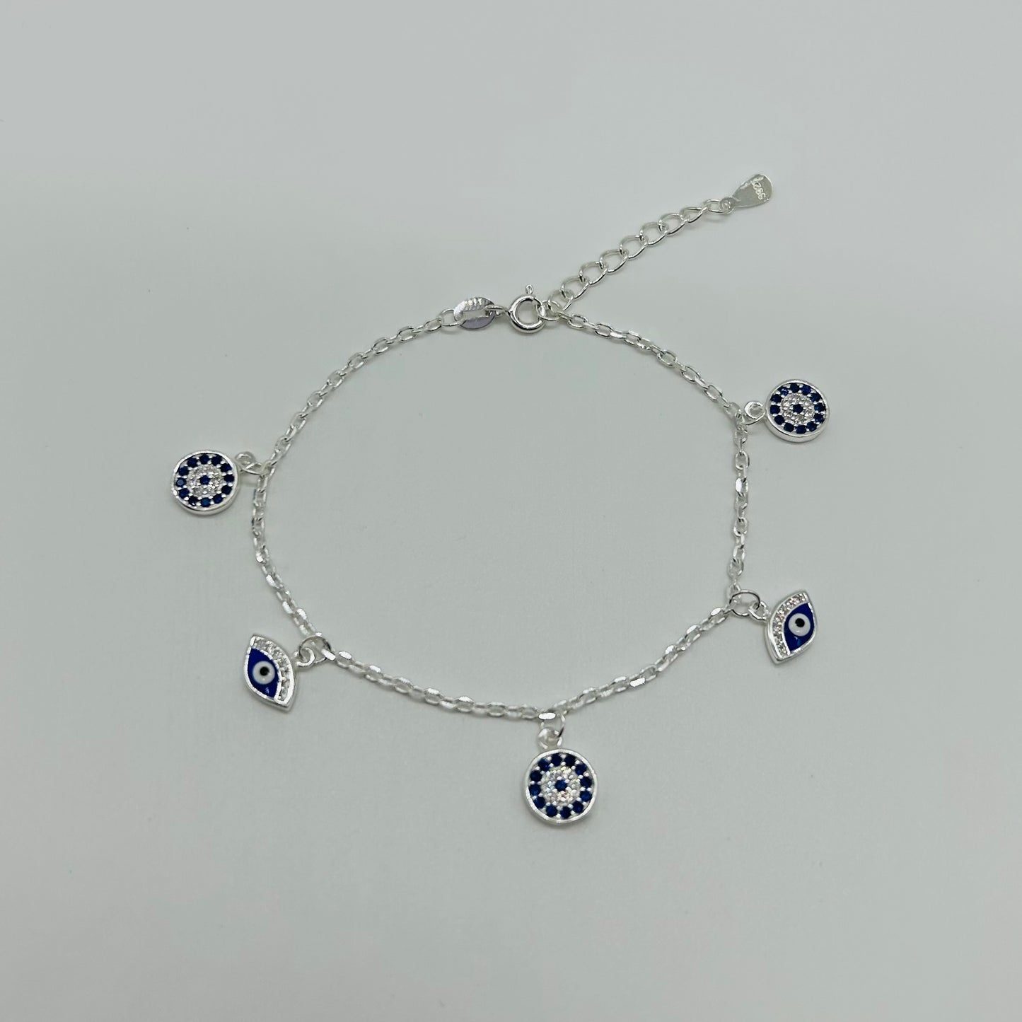 Pulsera Ojitos Turcos Azules con Zirconias en Plata