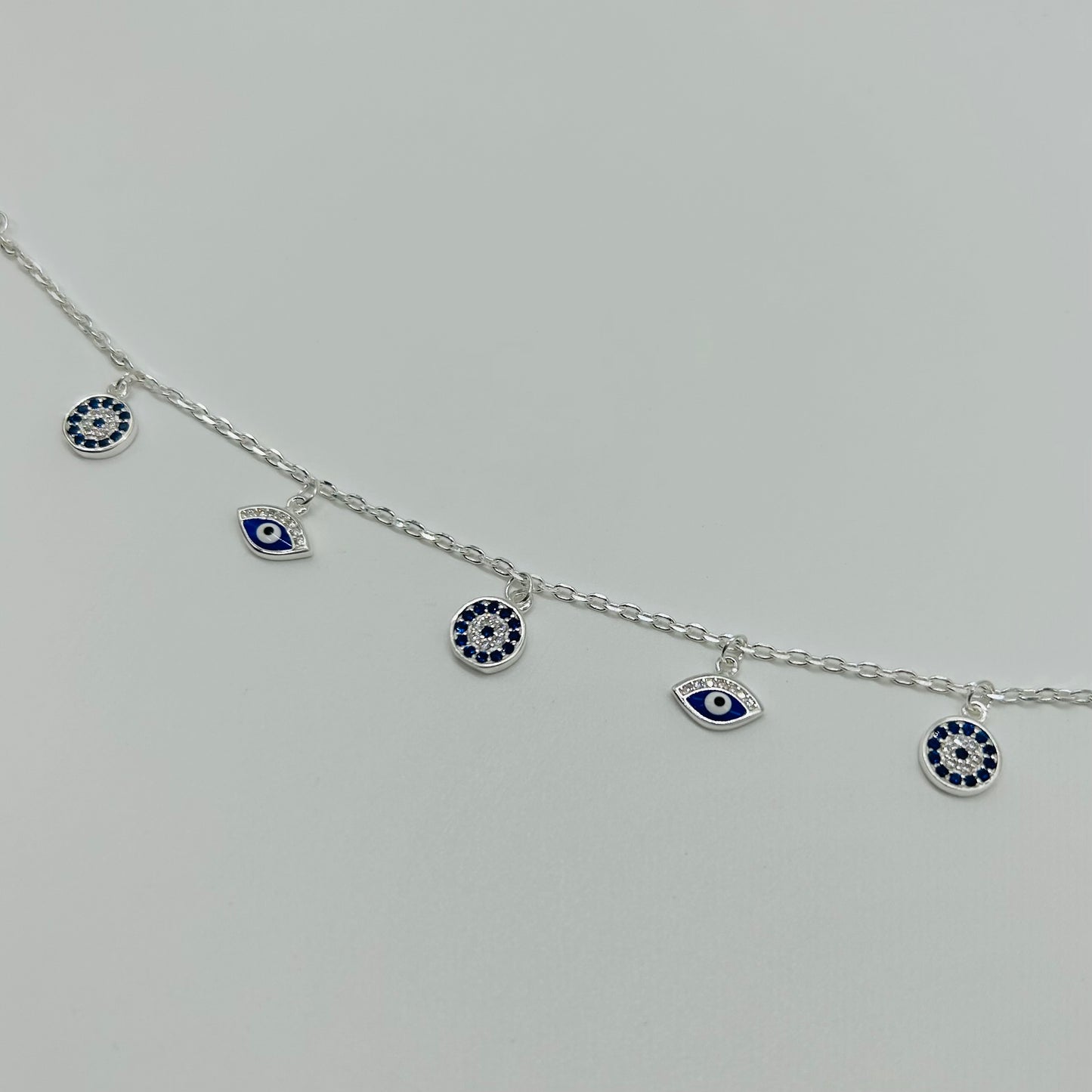 Pulsera Ojitos Turcos Azules con Zirconias en Plata