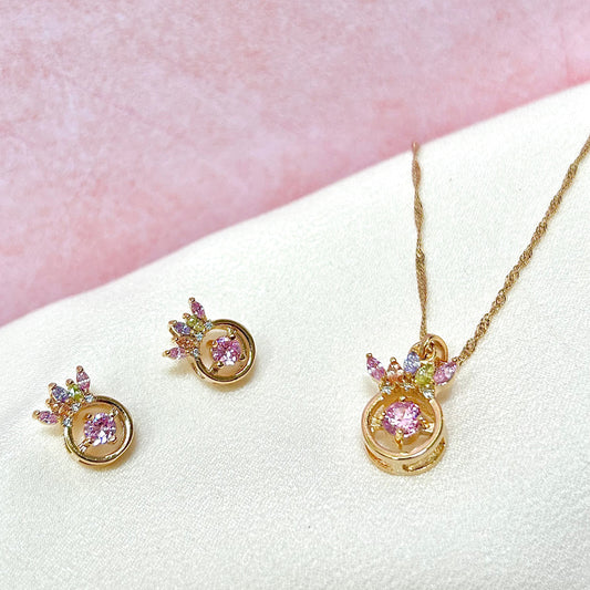 Conjunto Circulo Oro Laminado con Zirconias