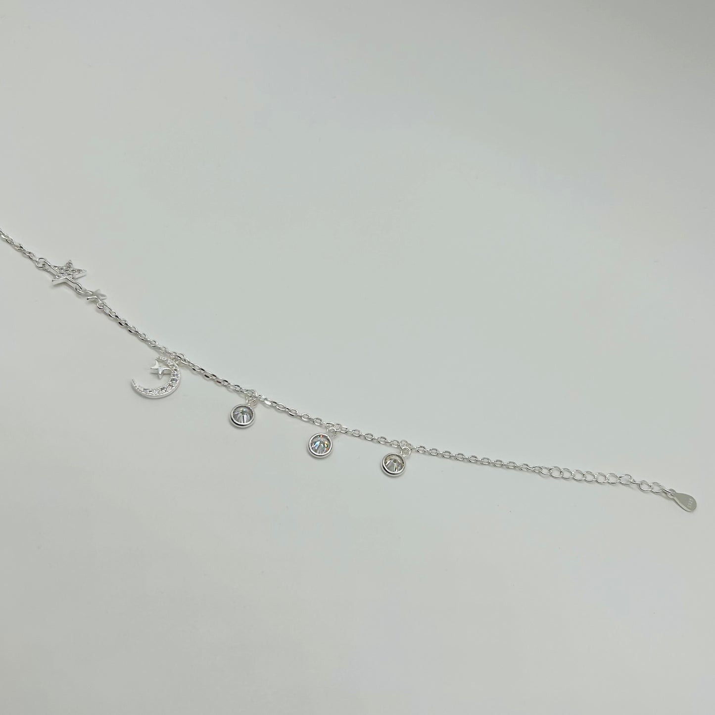 Pulsera Lunita y Estrellas con Zirconias en Plata