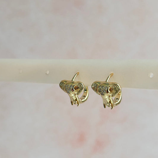 Aretes de Elefante en Oro Laminado