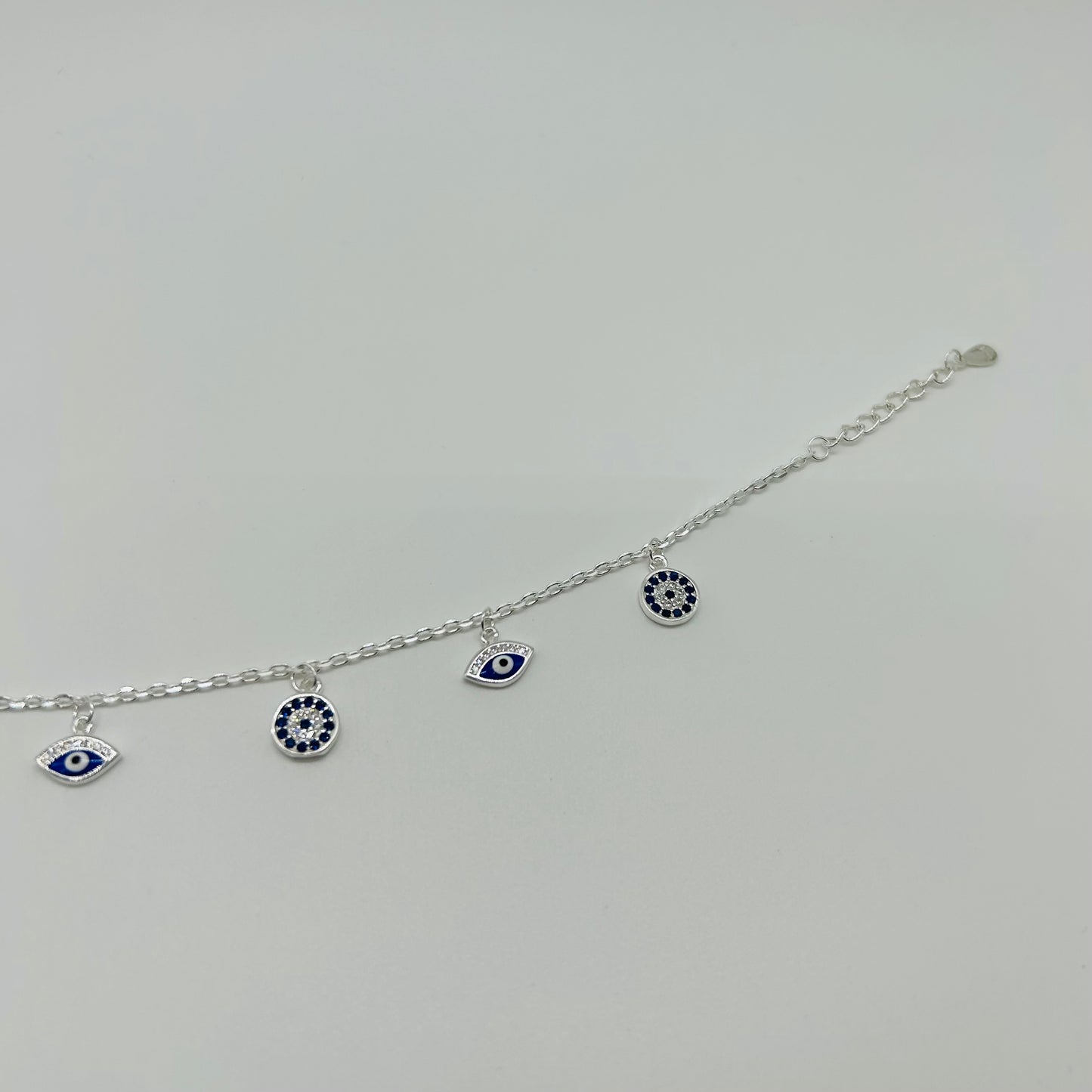 Pulsera Ojitos Turcos Azules con Zirconias en Plata