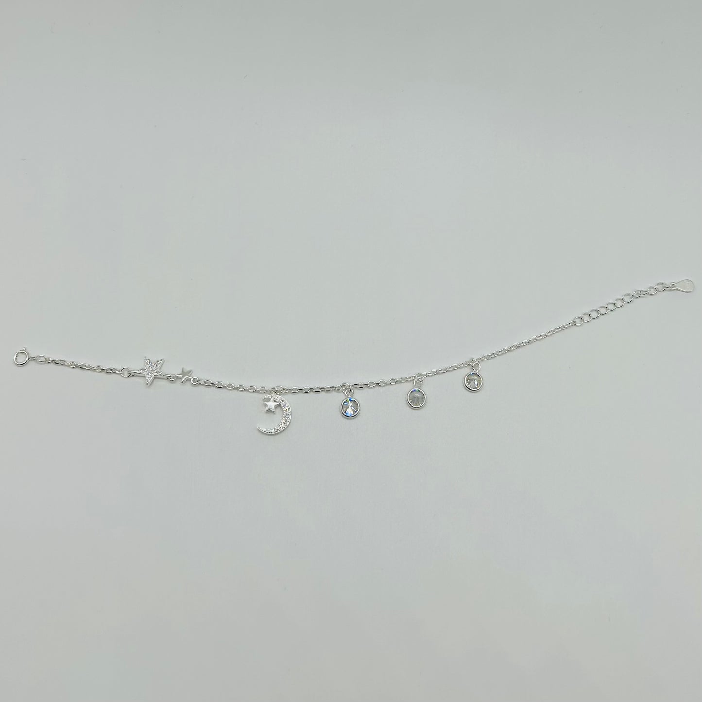 Pulsera Lunita y Estrellas con Zirconias en Plata