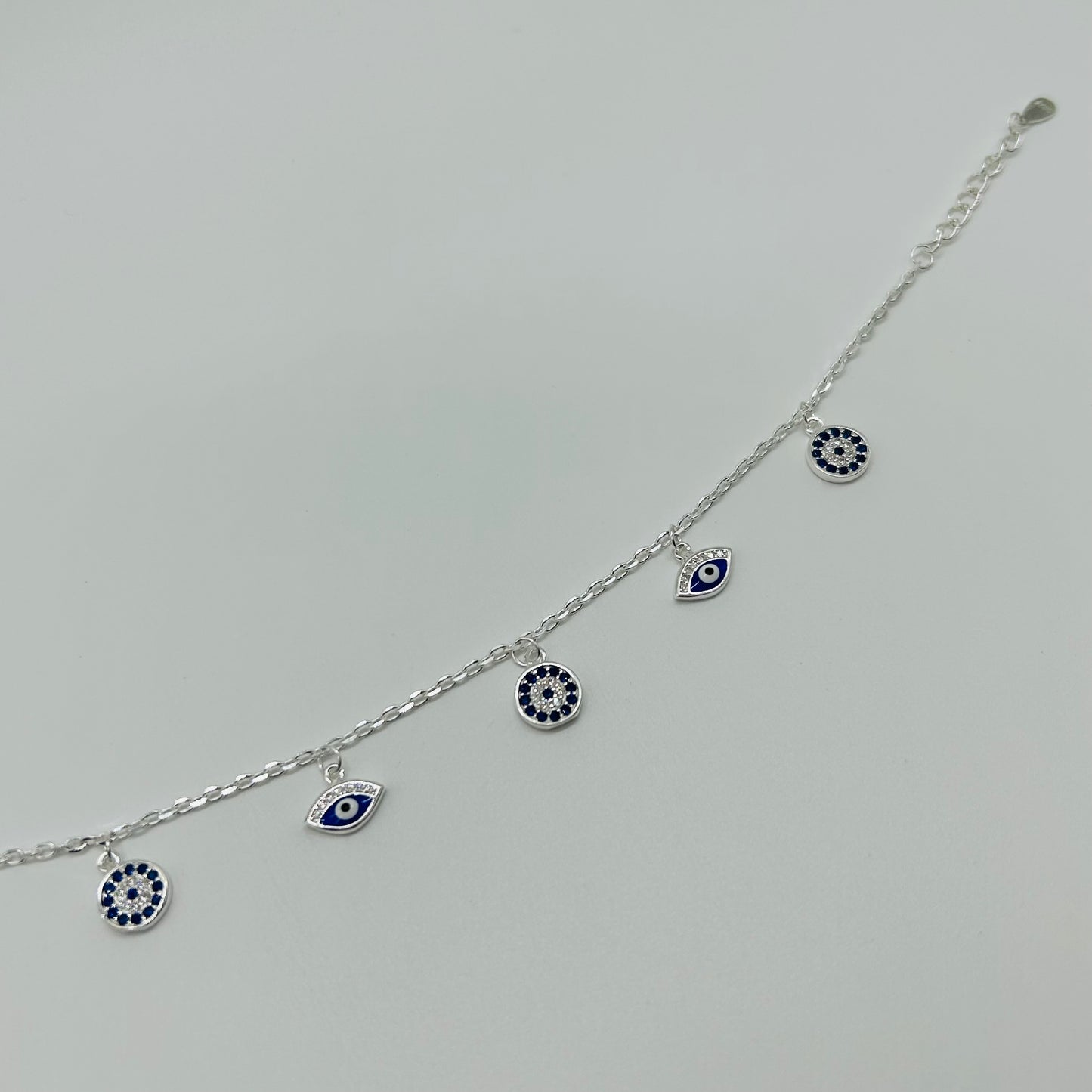 Pulsera Ojitos Turcos Azules con Zirconias en Plata