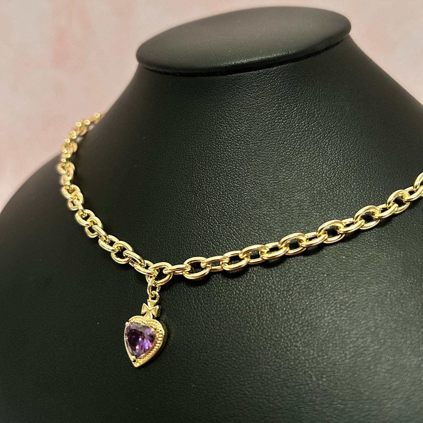 Collar Cadena Corazón Morado