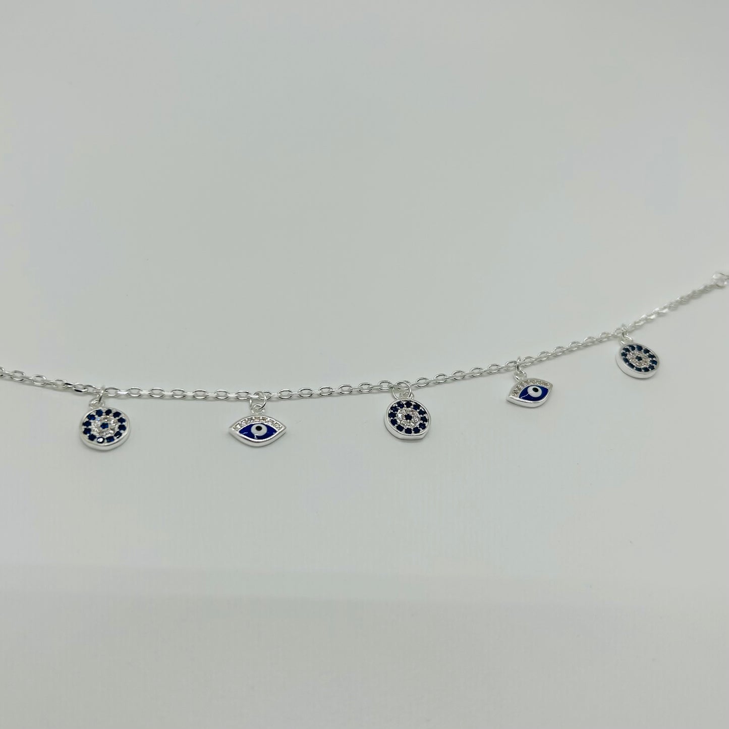 Pulsera Ojitos Turcos Azules con Zirconias en Plata