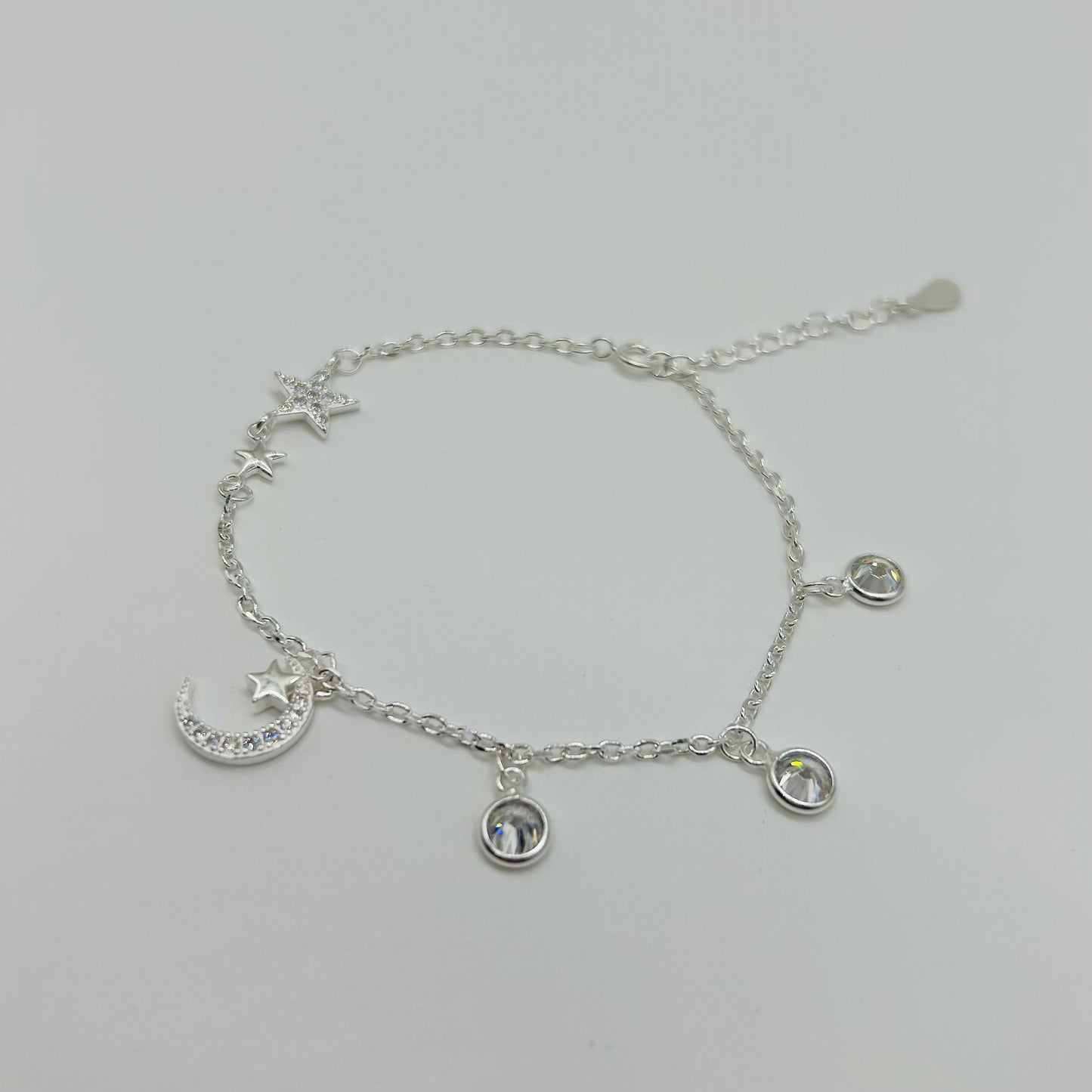 Pulsera Lunita y Estrellas con Zirconias en Plata