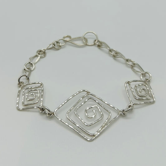 Pulsera de Plata de Espirales Cuadradas