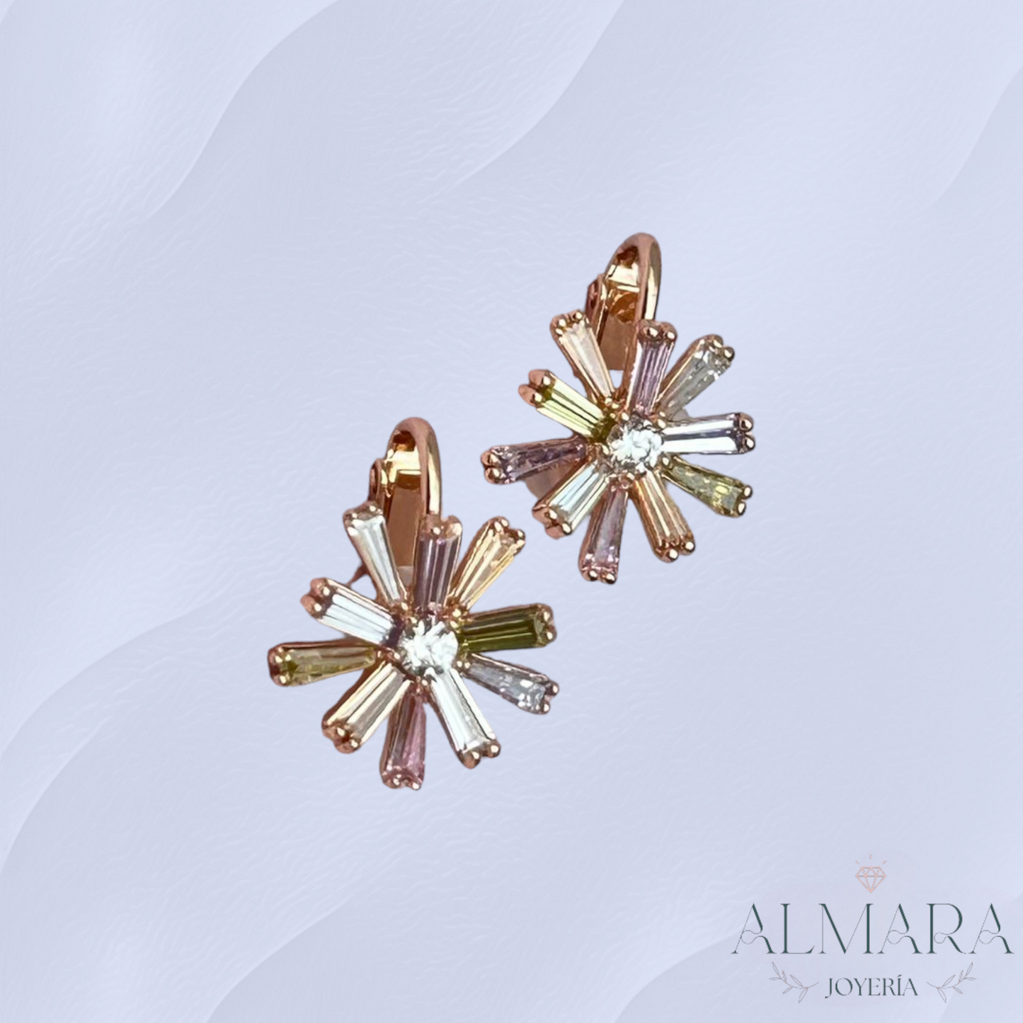 Aretes de Flor con Zirconias de Colores