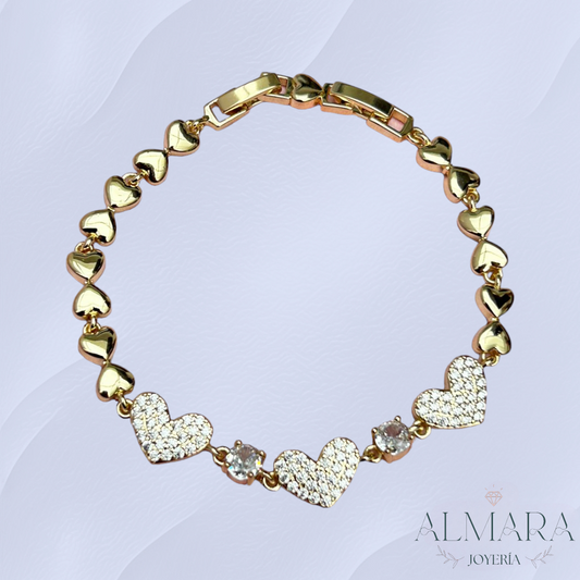 Pulsera de Corazones con Zirconias